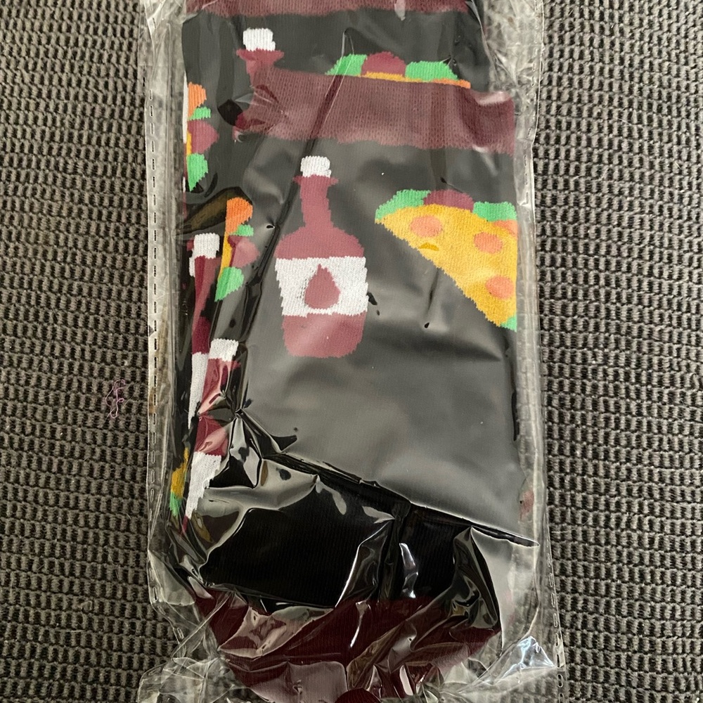 Women’s Tacos And Wine Black and Red Socks - Picture 4 of 4